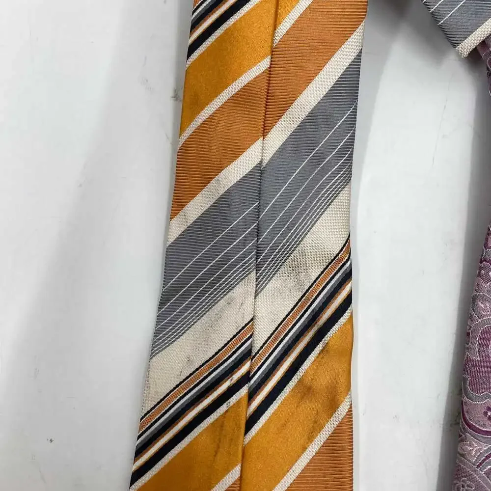 Geoffrey Beene Orange Purple Black Silk Ties | OS Pack of 3
